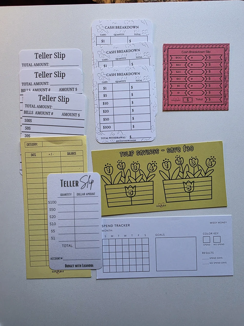 Colorful Savings Bundle & Teller Slip Card Set -  Livvy Land